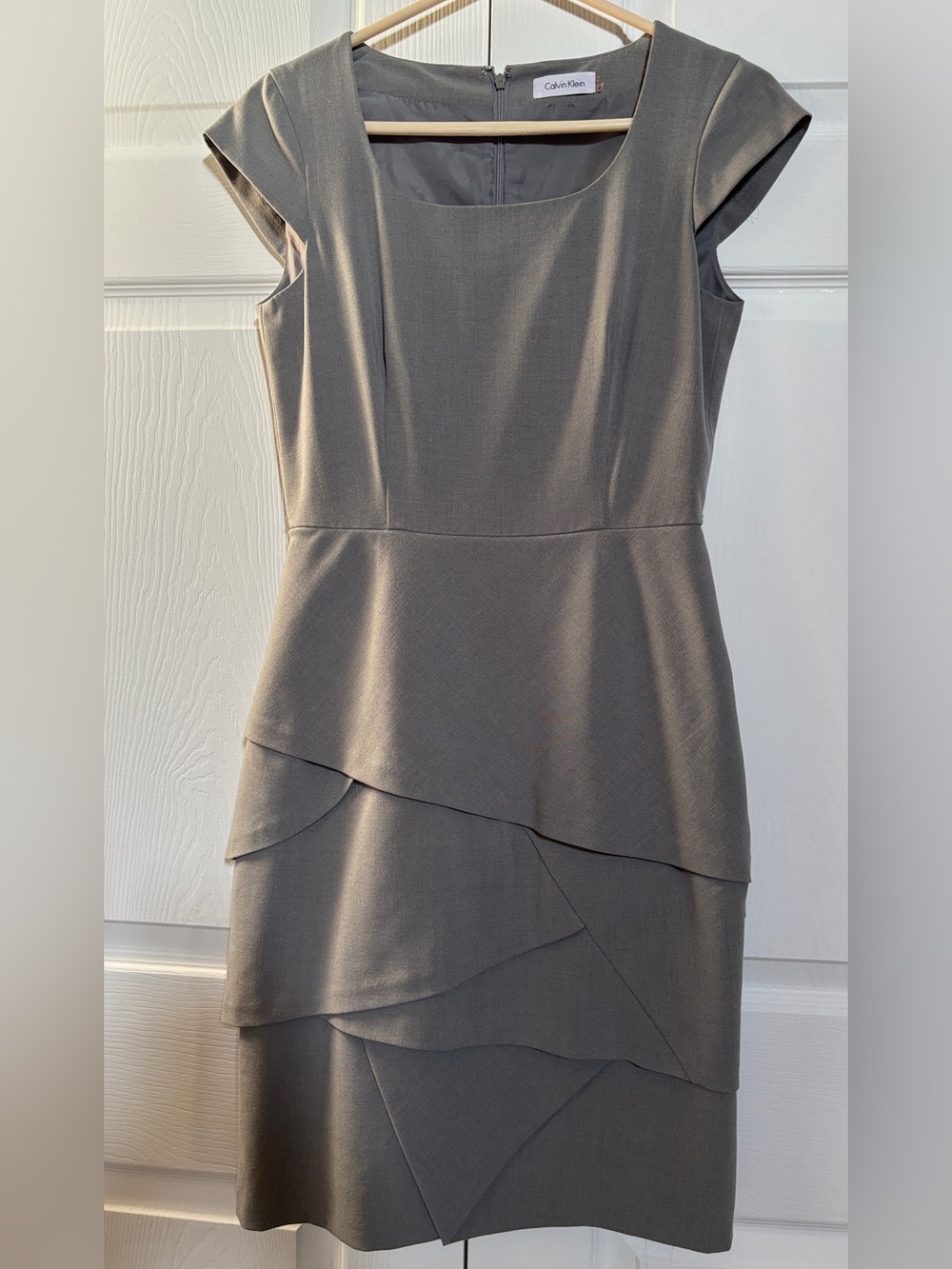 Calvin Klein Layered Sheath Dress Light Blue Size 4 Career Cocktail